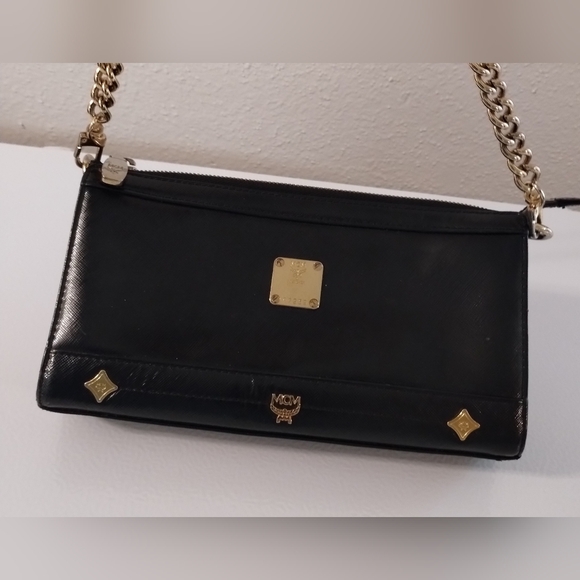 MCM Studded Shoulder Bag Black/Gold - Picture 2 of 14